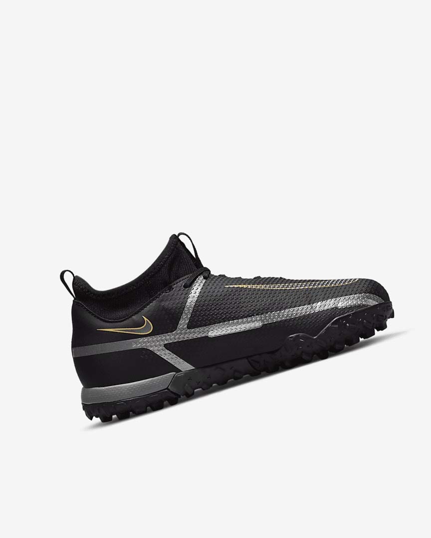 Black / Metal Gold / Dark Grey / Metal Dark Grey Girls' Nike Jr. Phantom GT2 Academy Dynamic Fit TF Football Shoes | UK5373