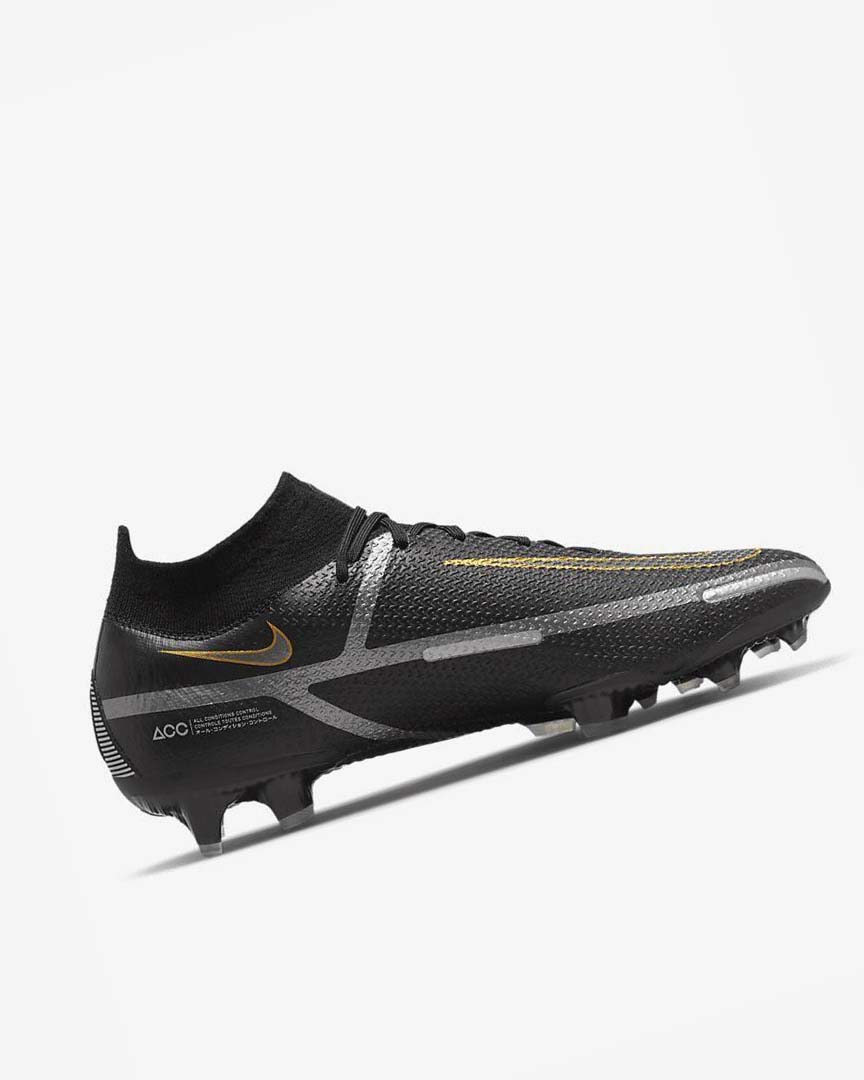 Black / Metal Gold / Metal Silver / Metal Dark Grey Men's Nike Phantom GT2 Dynamic Fit Elite FG Football Boots | UK1186