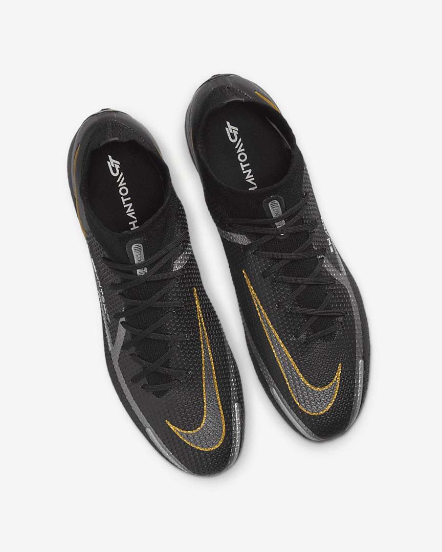 Black / Metal Gold / Metal Silver / Metal Dark Grey Women's Nike Phantom GT2 Dynamic Fit Elite FG Football Boots | UK2376