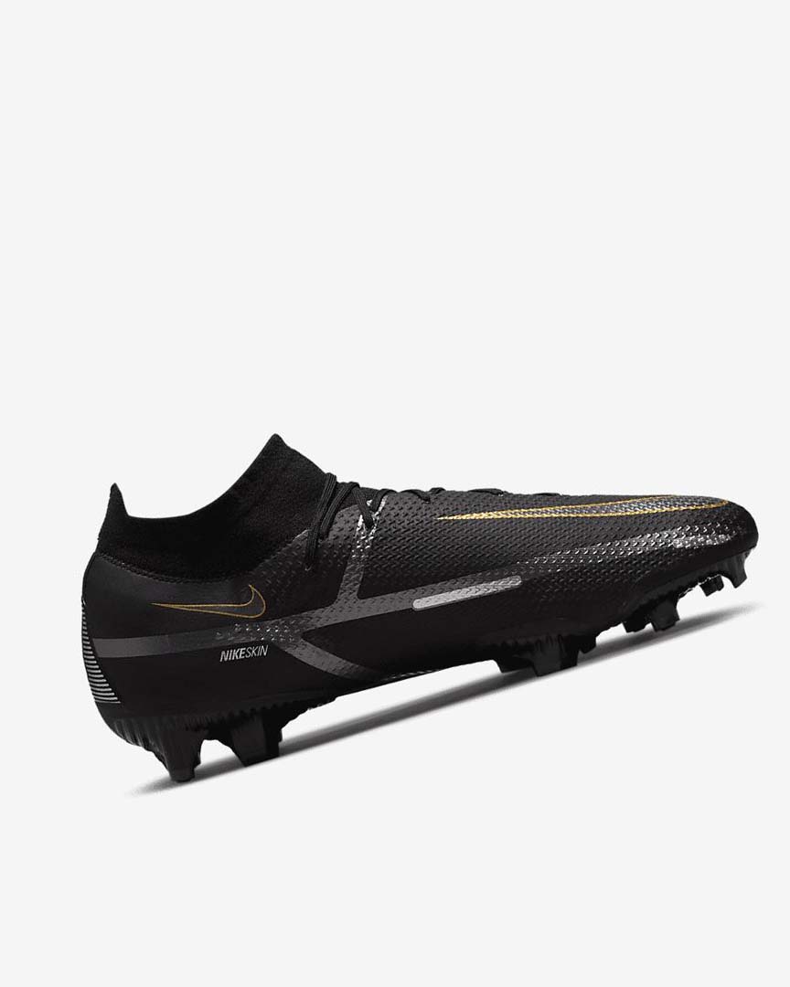 Black / Metal Gold / Metal Silver / Metal Dark Grey Women's Nike Phantom GT2 Pro Dynamic Fit FG Football Boots | UK3259