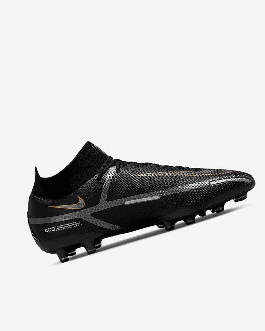 Black / Metal Gold / Metal Silver / Metal Dark Grey Women's Nike Phantom GT2 Dynamic Fit Elite AG-Pro Football Boots | UK5378