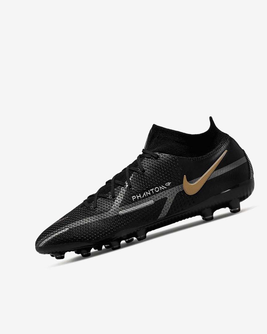 Black / Metal Gold / Metal Silver / Metal Dark Grey Women\'s Nike Phantom GT2 Dynamic Fit Elite AG-Pro Football Boots | UK5378