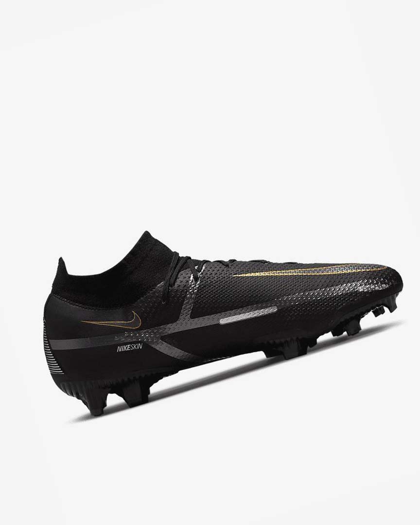 Black / Metal Gold / Metal Silver / Metal Dark Grey Men's Nike Phantom GT2 Pro Dynamic Fit FG Football Boots | UK5532