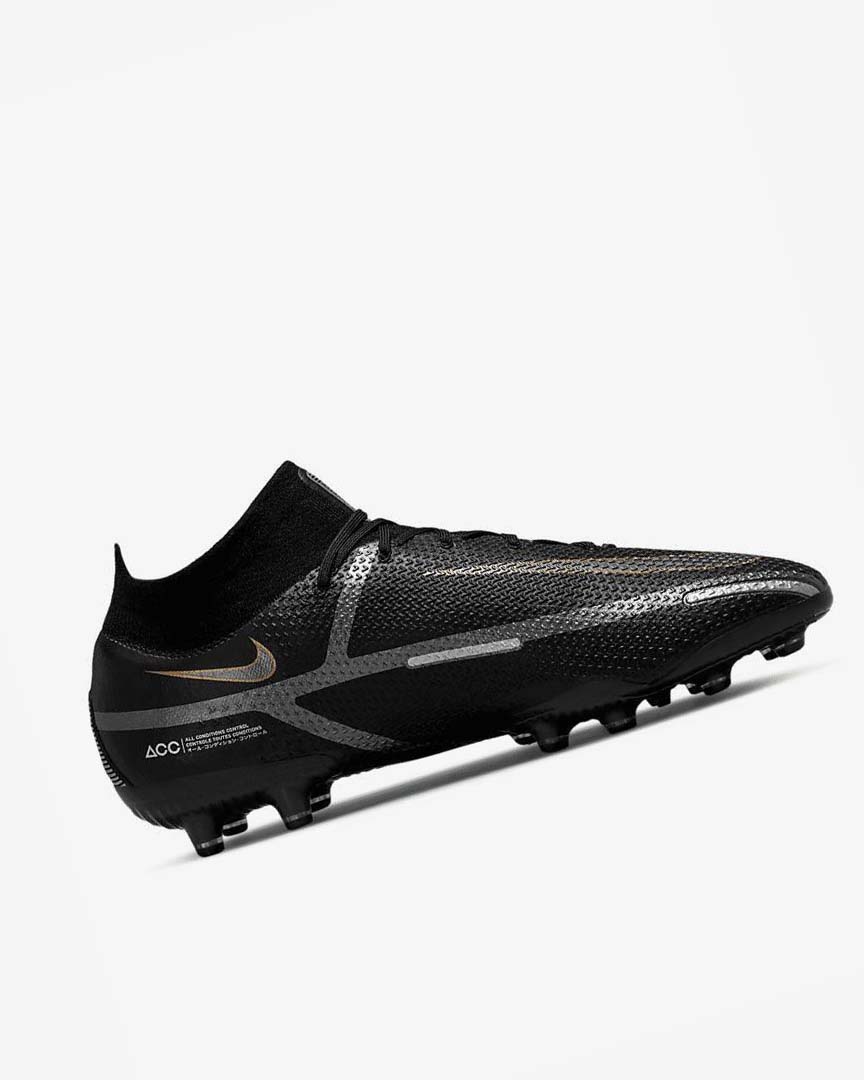 Black / Metal Gold / Metal Silver / Metal Dark Grey Men's Nike Phantom GT2 Dynamic Fit Elite AG-Pro Football Boots | UK5538