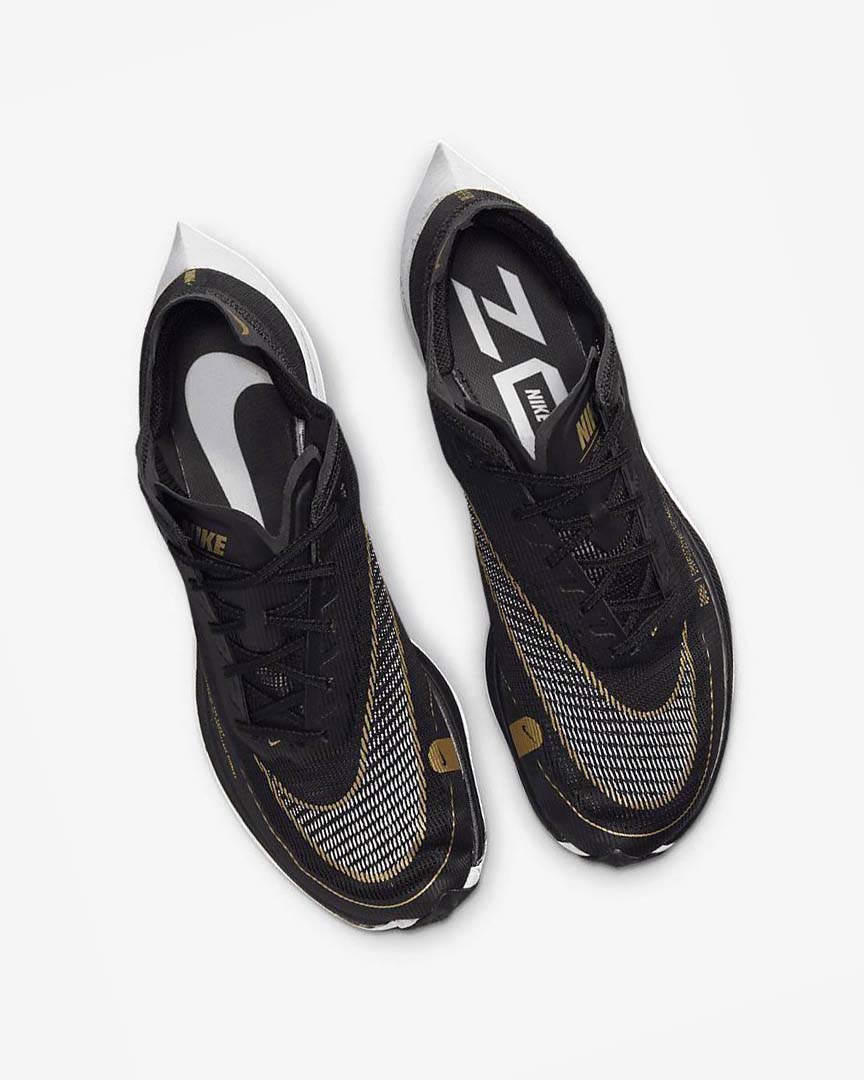 Black / Metal Gold / White Men's Nike ZoomX Vaporfly Next% 2 Running Shoes | UK3066