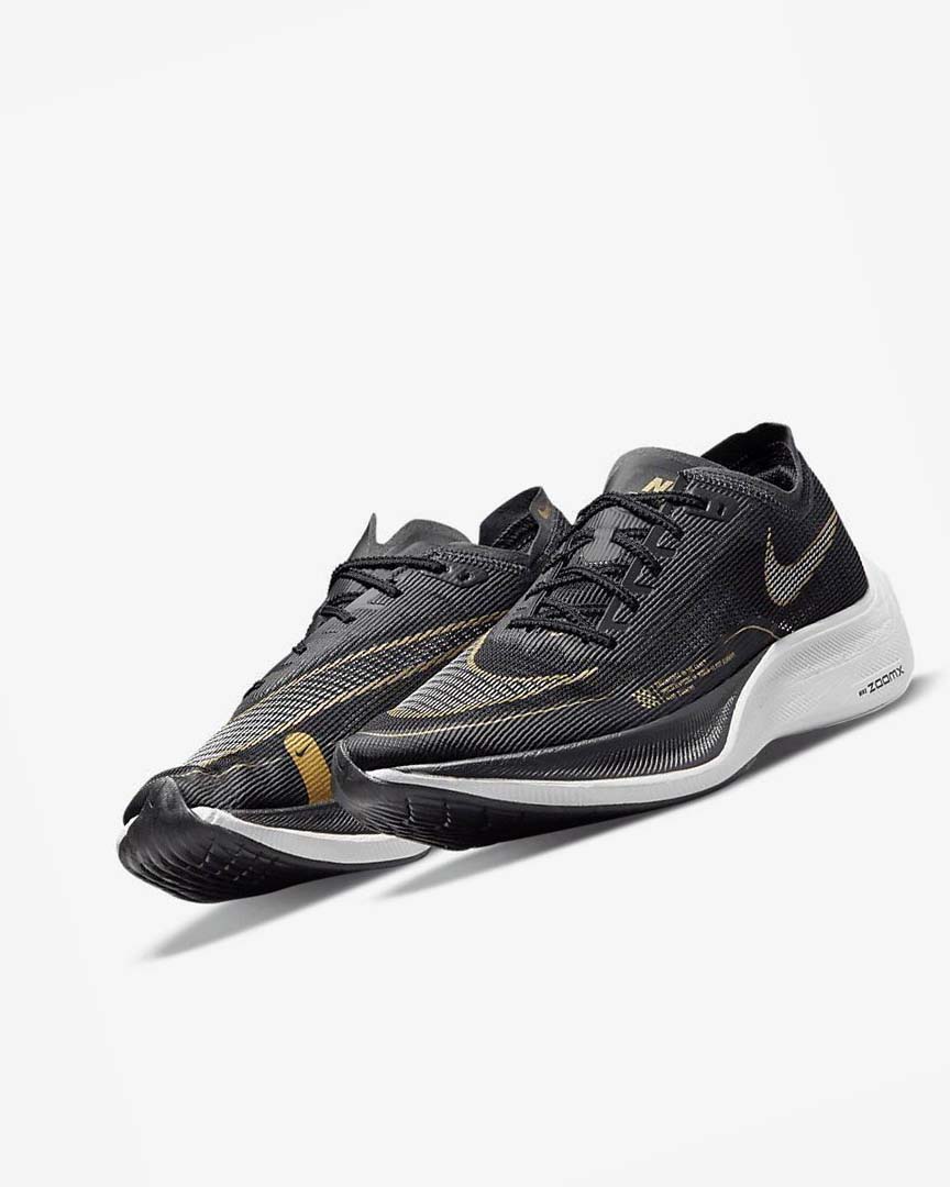 Black / Metal Gold / White Men's Nike ZoomX Vaporfly Next% 2 Running Shoes | UK3066