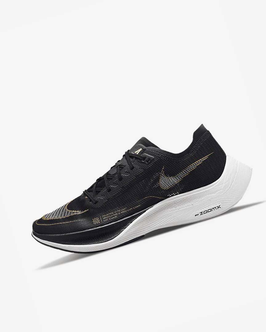 Black / Metal Gold / White Men\'s Nike ZoomX Vaporfly Next% 2 Running Shoes | UK3066