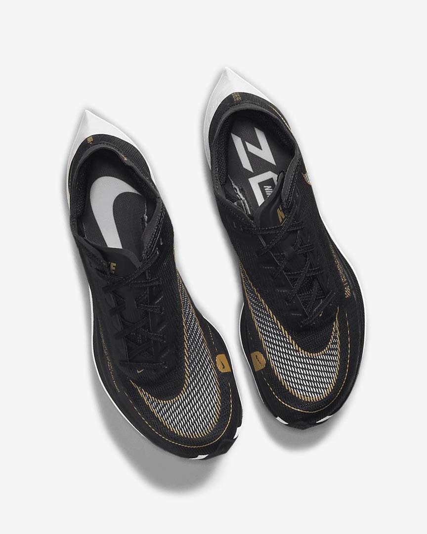 Black / Metal Gold / White Women's Nike ZoomX Vaporfly Next% 2 Running Shoes | UK5329