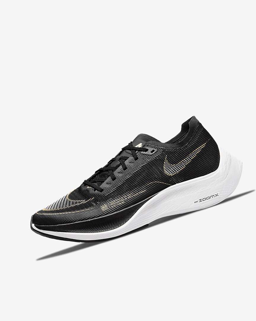 Black / Metal Gold / White Women\'s Nike ZoomX Vaporfly Next% 2 Running Shoes | UK5329