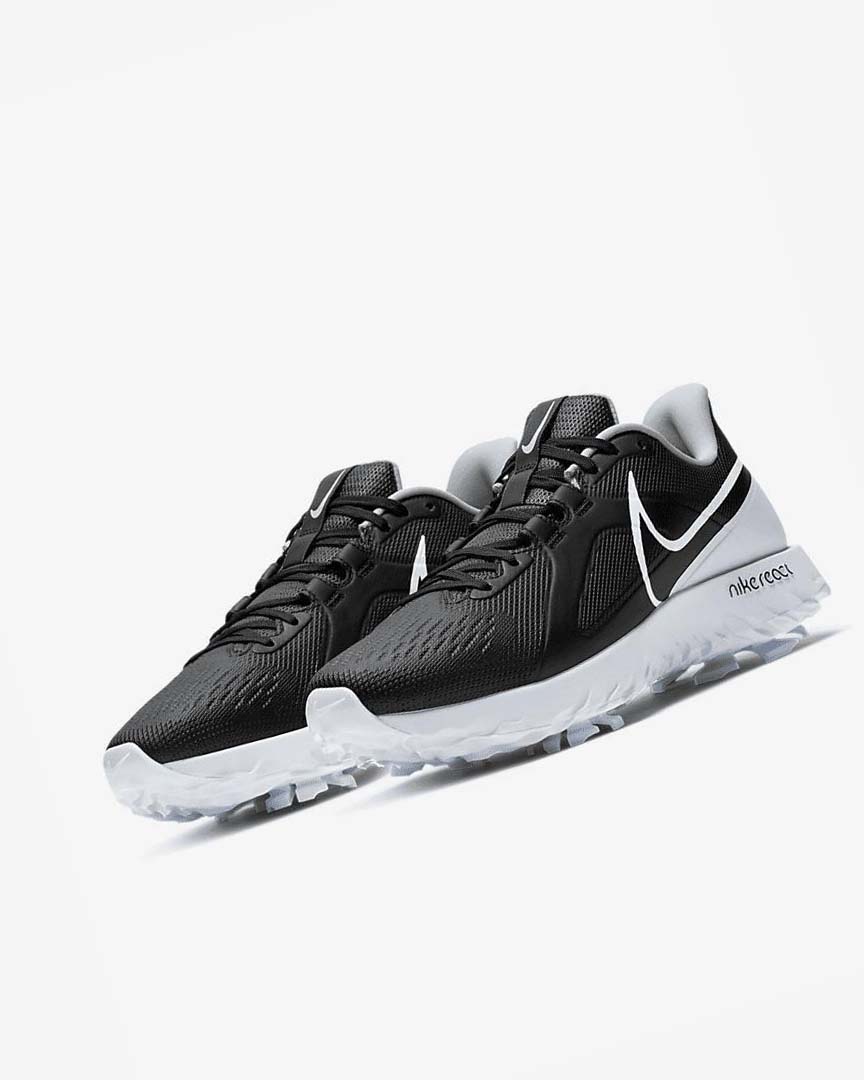 Black / Metal Platinum / White Men's Nike React Infinity Pro Golf Shoes | UK2532