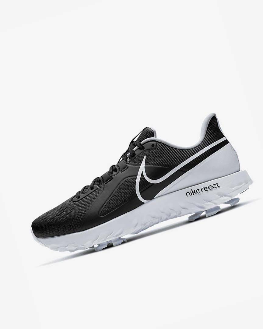 Black / Metal Platinum / White Men\'s Nike React Infinity Pro Golf Shoes | UK2532