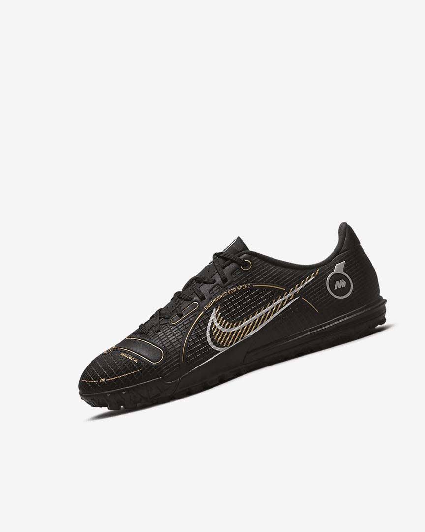 Black / Metal Silver / Grey / Metal Gold Girls\' Nike Jr. Mercurial Vapor 14 Academy TF Football Shoes | UK2504