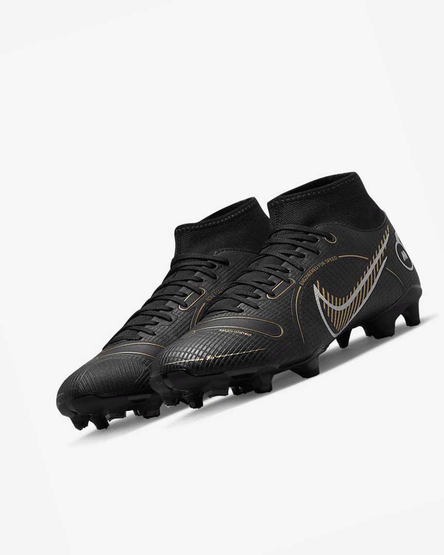 Black / Metal Silver / Grey / Metal Gold Men's Nike Mercurial Superfly 8 Academy MG Football Boots | UK2798