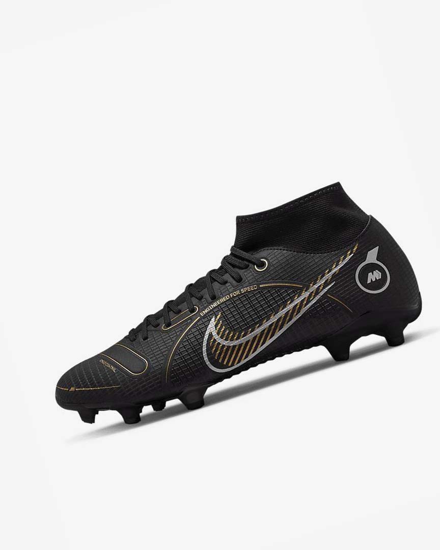 Black / Metal Silver / Grey / Metal Gold Men\'s Nike Mercurial Superfly 8 Academy MG Football Boots | UK2798