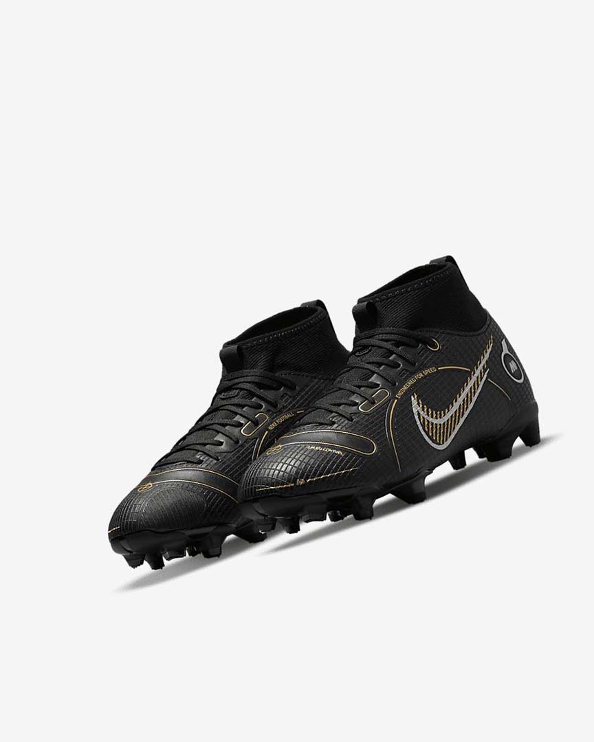 Black / Metal Silver / Grey / Metal Gold Boys' Nike Jr. Mercurial Superfly 8 Academy MG Football Boots | UK2827