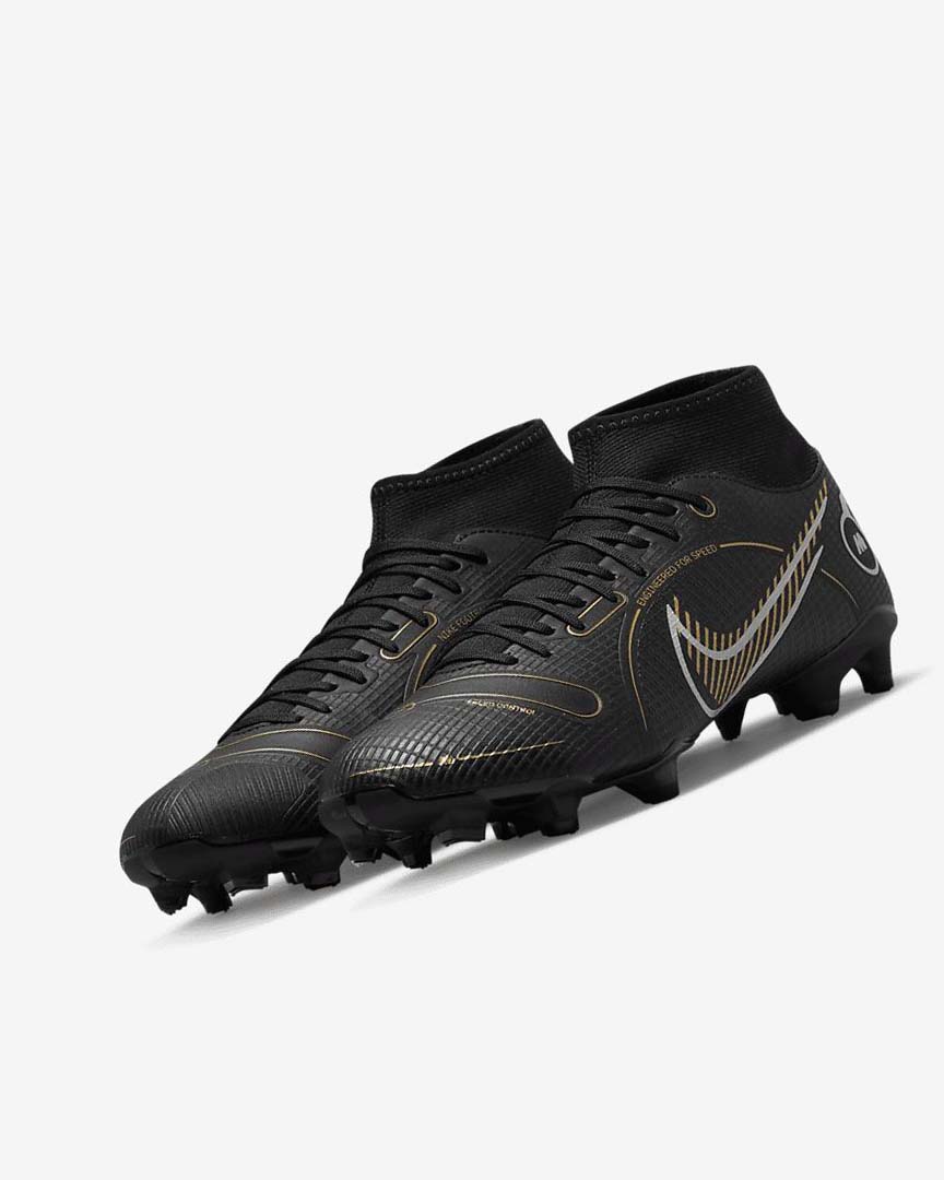 Black / Metal Silver / Grey / Metal Gold Women's Nike Mercurial Superfly 8 Academy MG Football Boots | UK2884