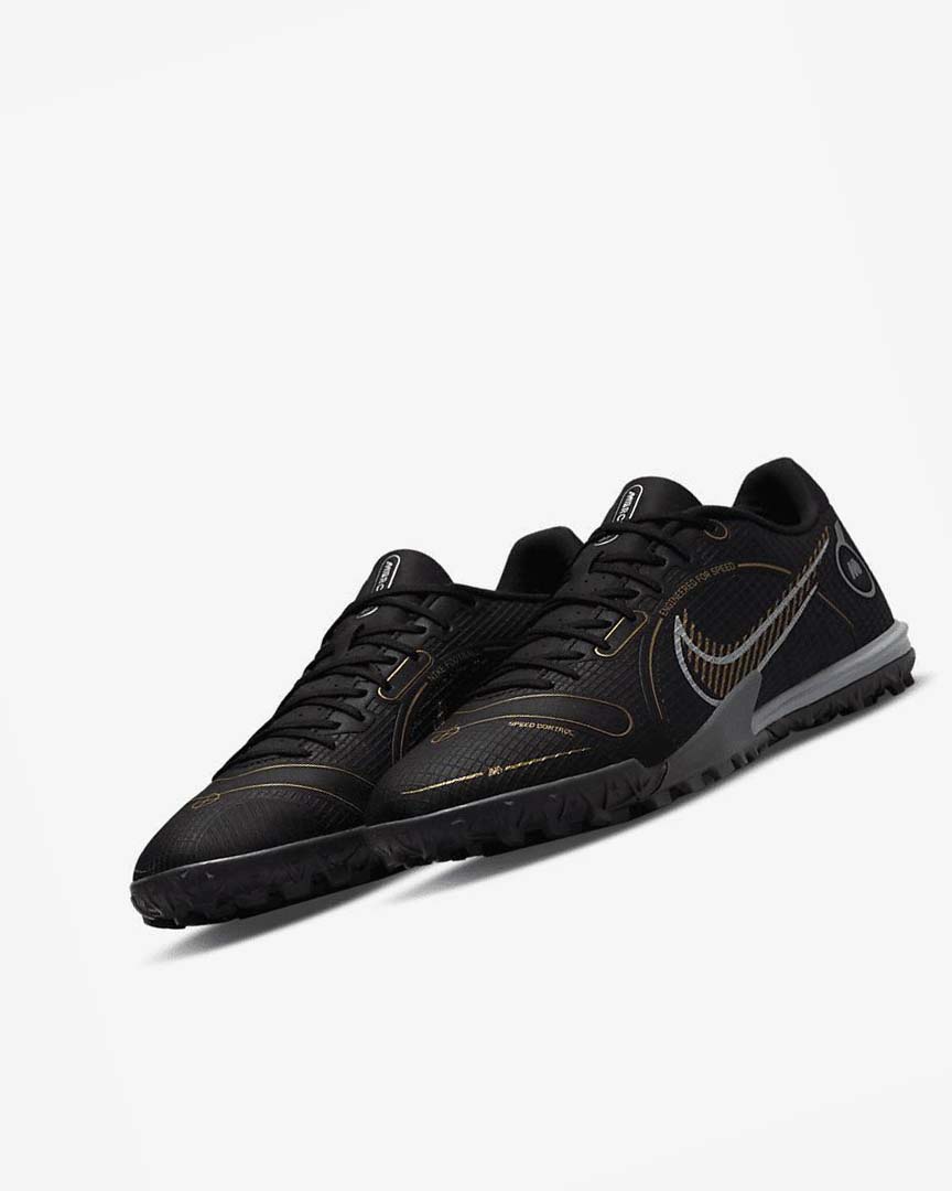 Black / Metal Silver / Grey / Metal Gold Men's Nike Mercurial Vapor 14 Academy TF Football Shoes | UK3071