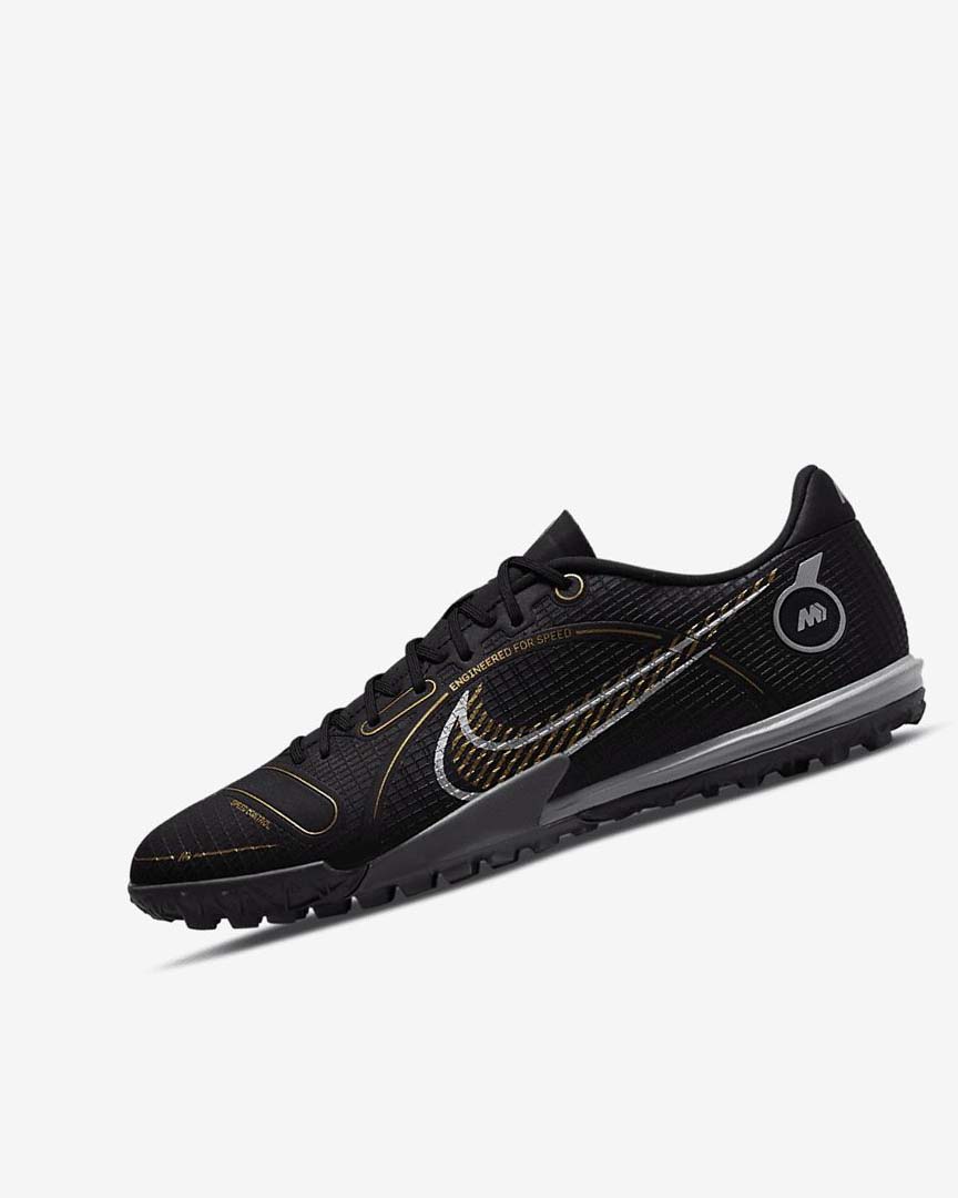 Black / Metal Silver / Grey / Metal Gold Women\'s Nike Mercurial Vapor 14 Academy TF Football Shoes | UK3122