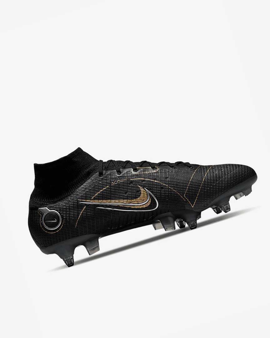 Black / Metal Silver / Grey / Metal Gold Men's Nike Mercurial Superfly 8 Elite SG-PRO Anti-Clog Traction Football Boots | UK3276