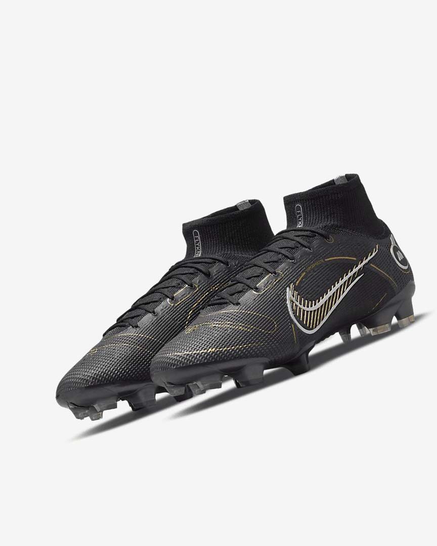 Black / Metal Silver / Grey / Metal Gold Women's Nike Mercurial Superfly 8 Elite FG Football Boots | UK4523