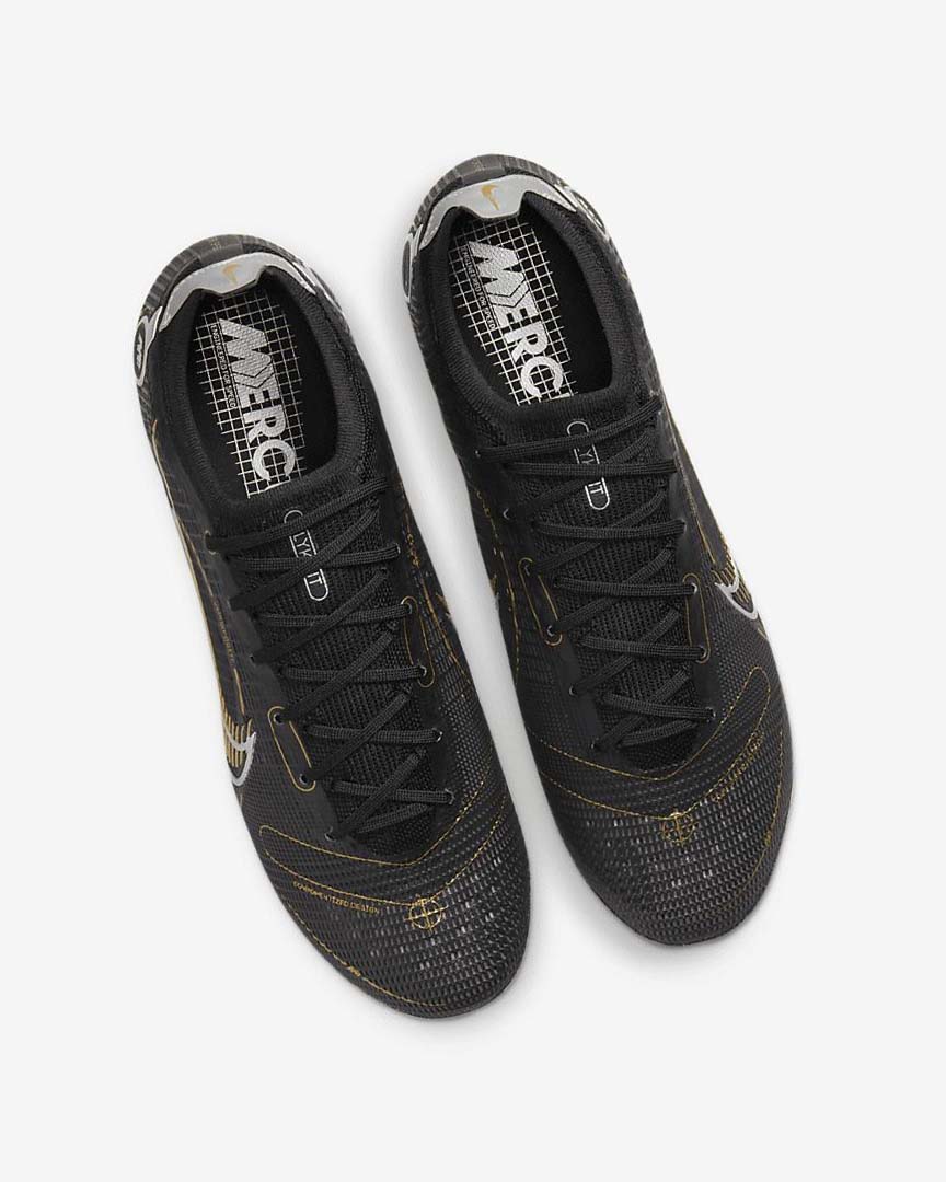 Black / Metal Silver / Grey / Metal Gold Women's Nike Mercurial Vapor 14 Elite FG Football Boots | UK4527