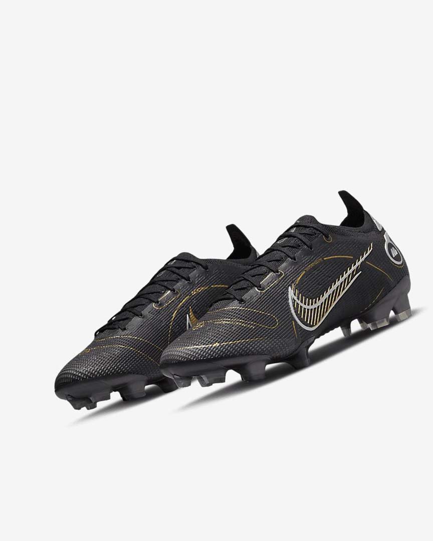 Black / Metal Silver / Grey / Metal Gold Women's Nike Mercurial Vapor 14 Elite FG Football Boots | UK4527