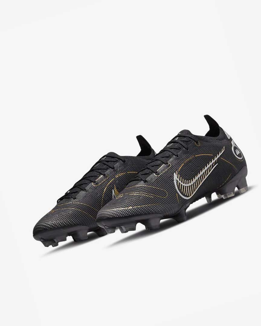 Black / Metal Silver / Grey / Metal Gold Men's Nike Mercurial Vapor 14 Elite FG Football Boots | UK4751