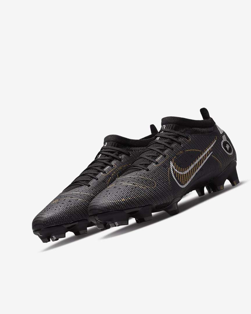 Black / Metal Silver / Grey / Metal Gold Women's Nike Mercurial Vapor 14 Pro FG Football Boots | UK4813