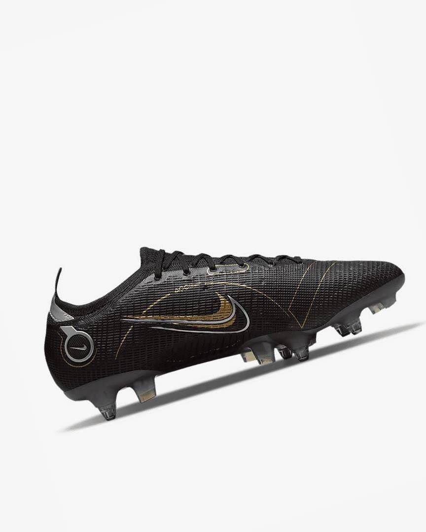 Black / Metal Silver / Grey / Metal Gold Men's Nike Mercurial Vapor 14 Elite SG-PRO Anti-Clog Traction Football Boots | UK4866