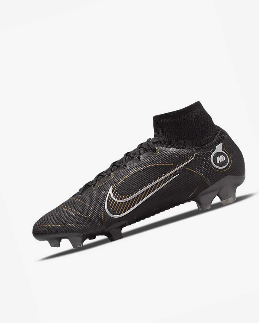 Black / Metal Silver / Grey / Metal Gold Men\'s Nike Mercurial Superfly 8 Elite FG Football Boots | UK5074