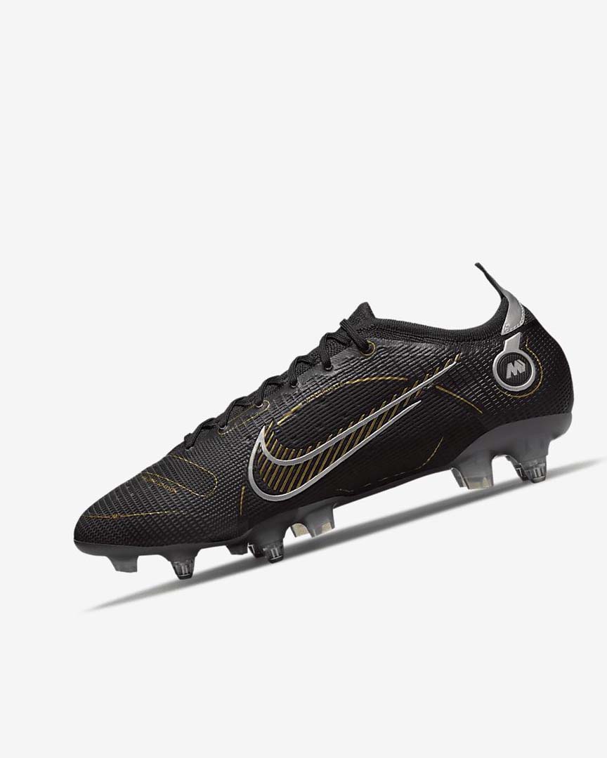 Black / Metal Silver / Grey / Metal Gold Women\'s Nike Mercurial Vapor 14 Elite SG-PRO Anti-Clog Traction Football Boots | UK5172