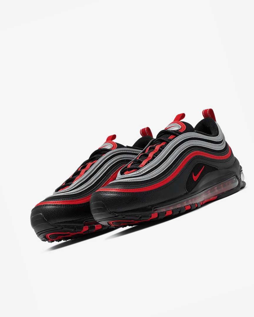 Black / Metal Silver / Red Men's Nike Air Max 97 Casual Shoes | UK3277