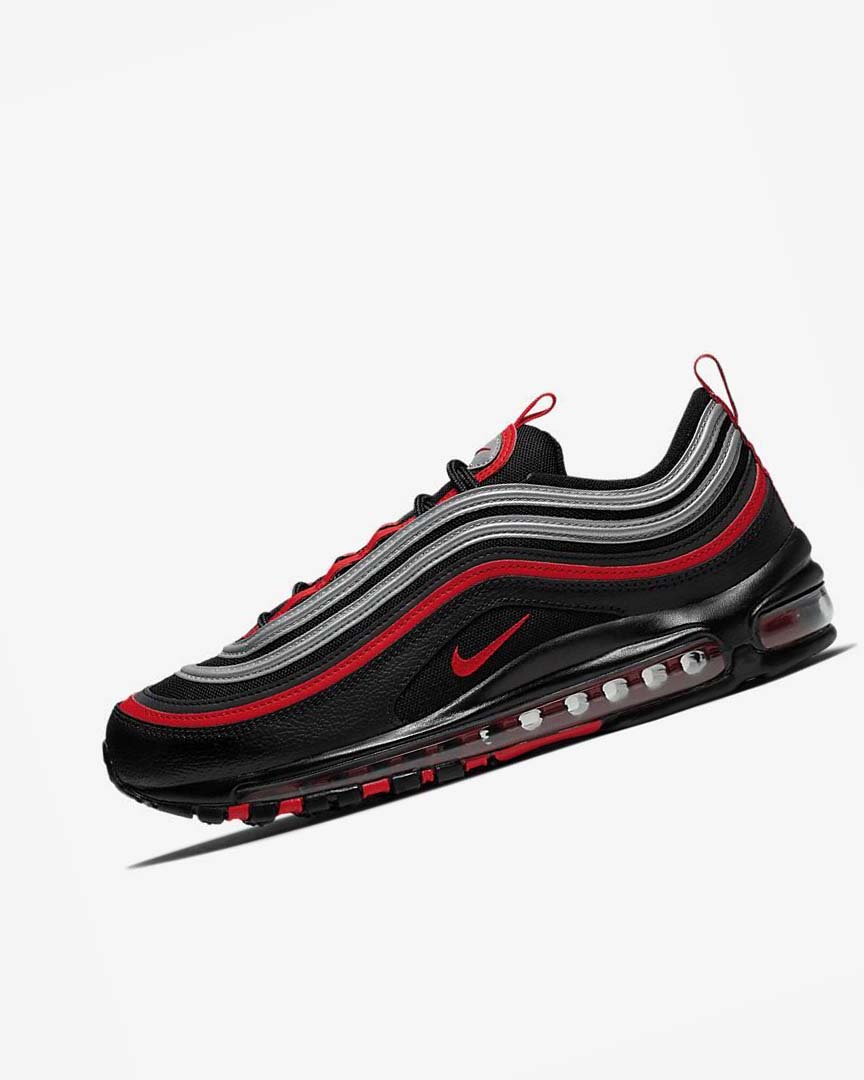 Black / Metal Silver / Red Men\'s Nike Air Max 97 Casual Shoes | UK3277