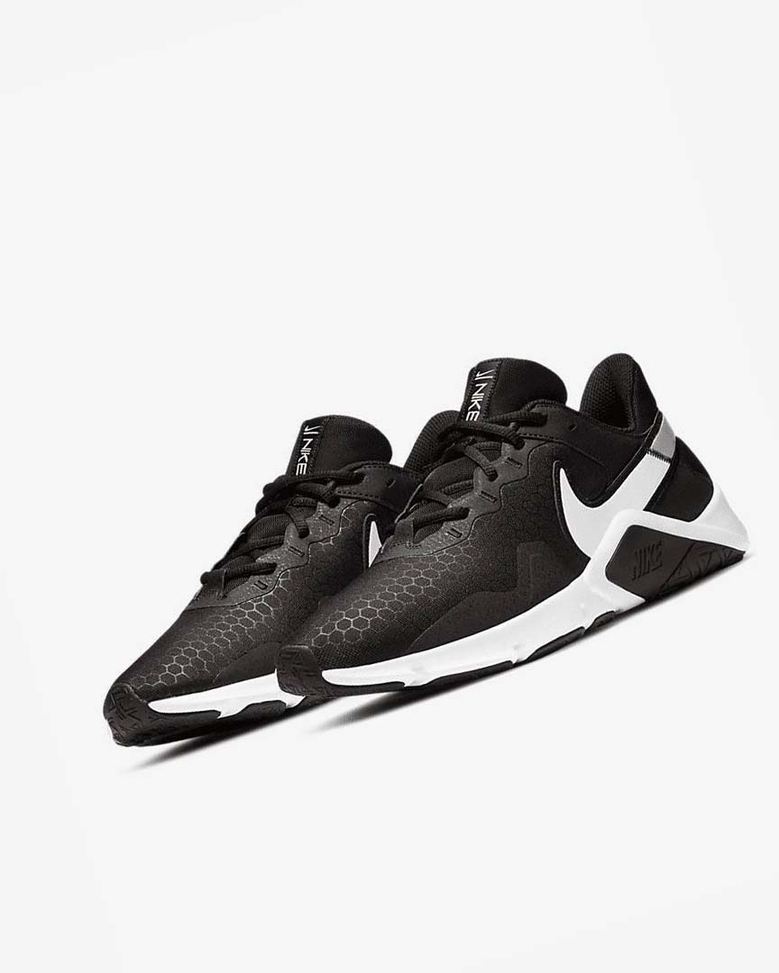 Black / Metal Silver / White Men's Nike Legend Essential 2 Training Shoes | UK2876