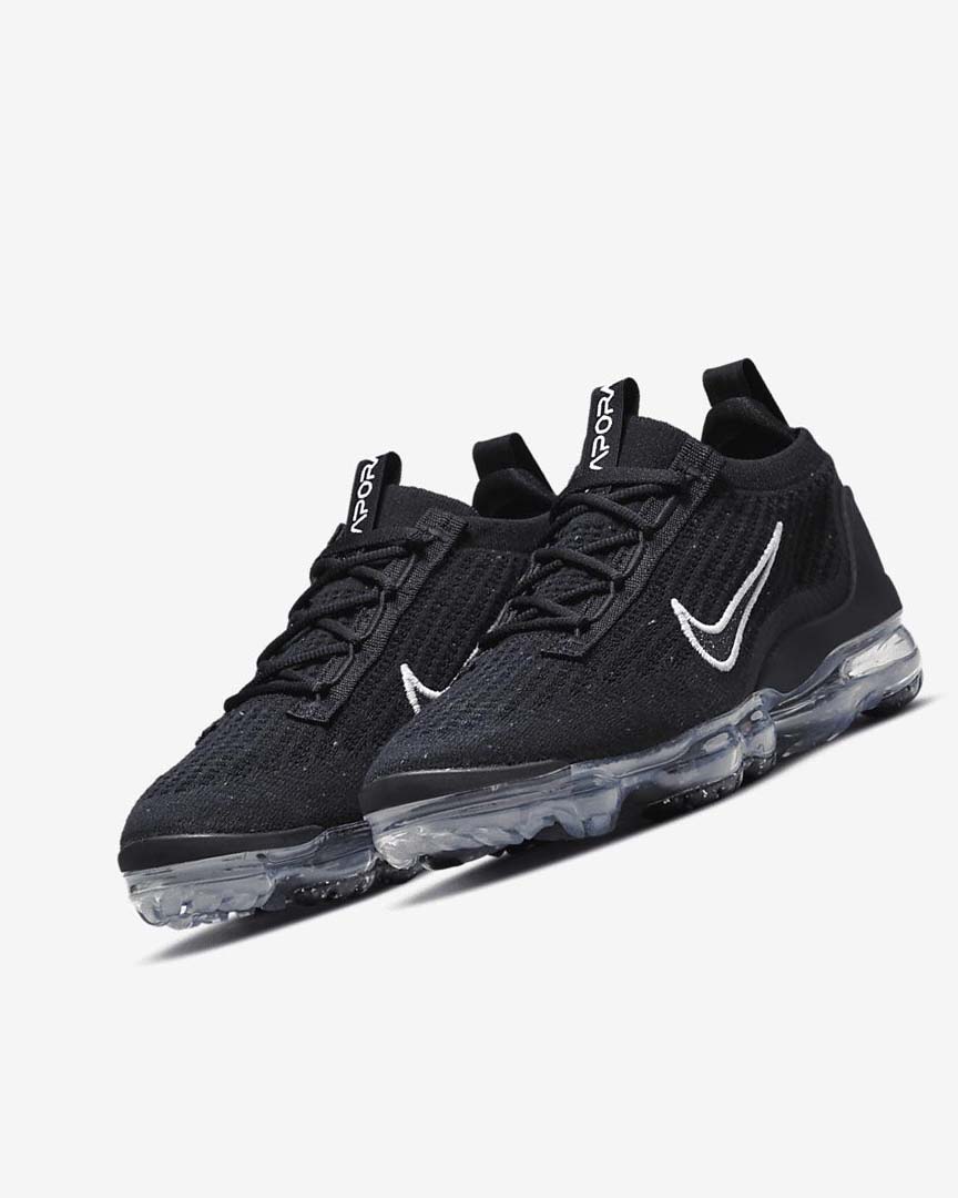 Black / Metal Silver / White Women's Nike Air VaporMax 2021 FK Sneakers | UK2765