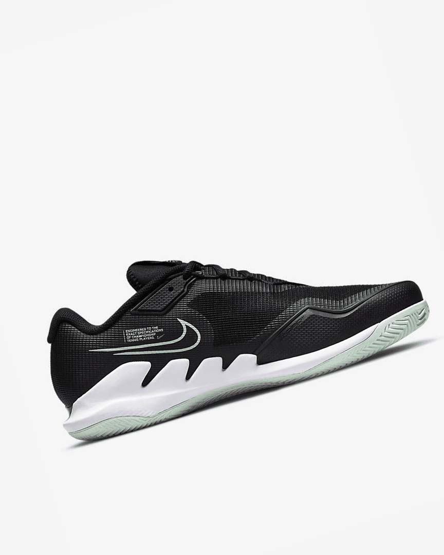 Black / Mint / White Men's Nike Court Air Zoom Vapor Pro Tennis Shoes | UK2719