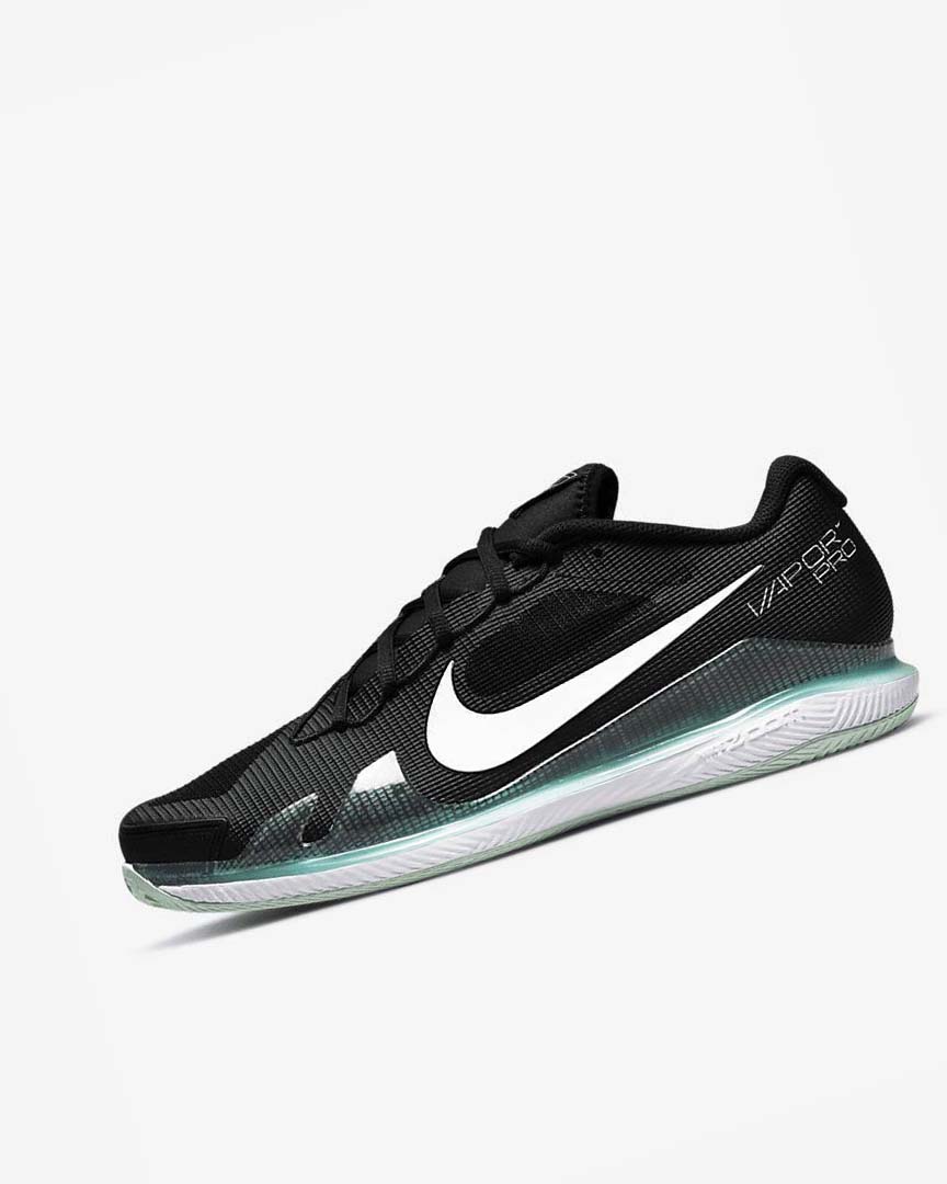 Black / Mint / White Men\'s Nike Court Air Zoom Vapor Pro Tennis Shoes | UK2719