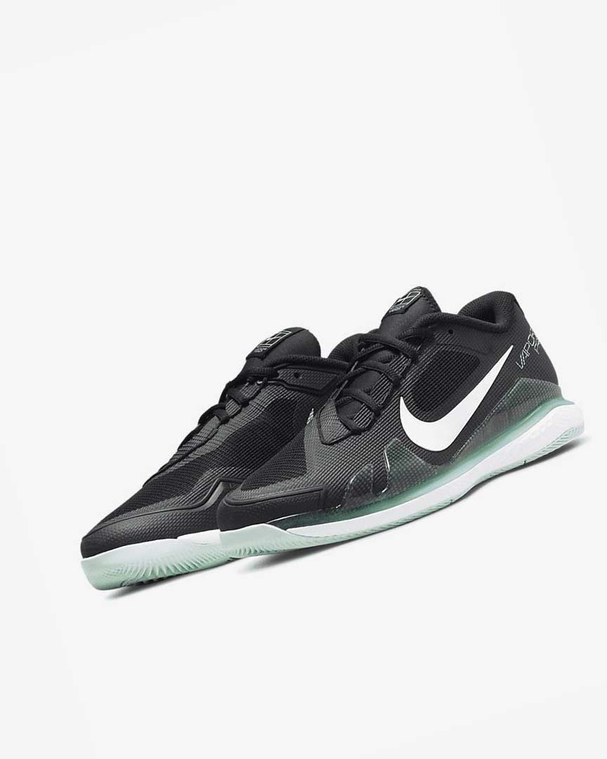 Black / Mint / White Men's Nike Court Air Zoom Vapor Pro Tennis Shoes | UK2961