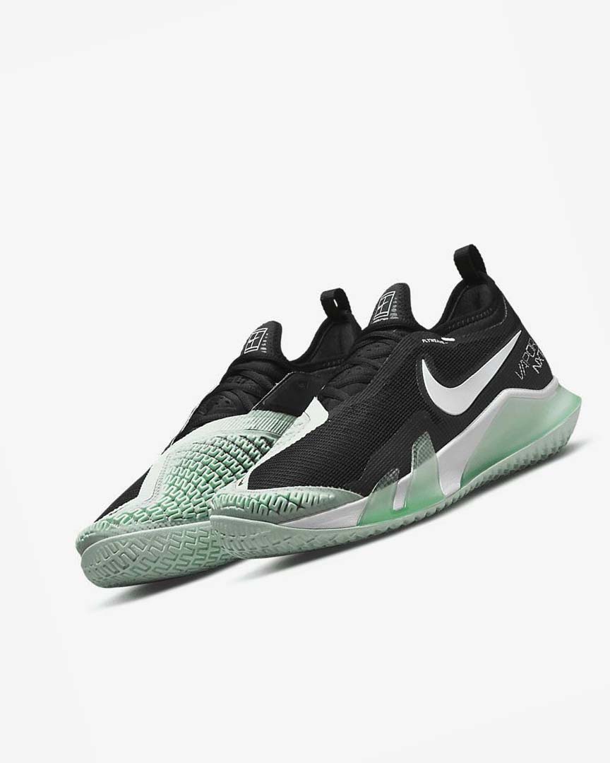 Black / Mint / White Men's Nike Court React Vapor NXT Tennis Shoes | UK2847