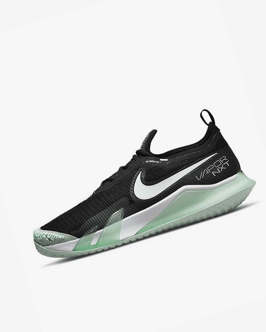 Black / Mint / White Men\'s Nike Court React Vapor NXT Tennis Shoes | UK2847