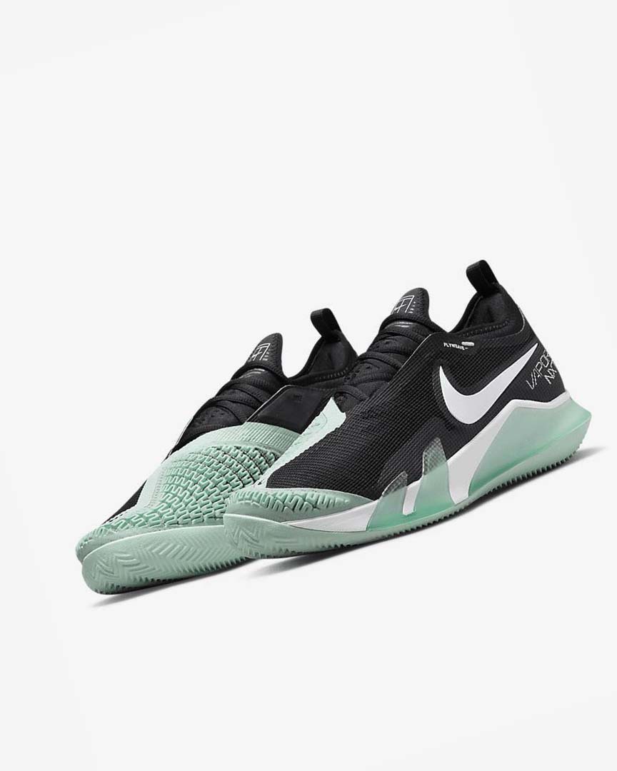 Black / Mint / White Men's Nike Court React Vapor NXT Tennis Shoes | UK3279