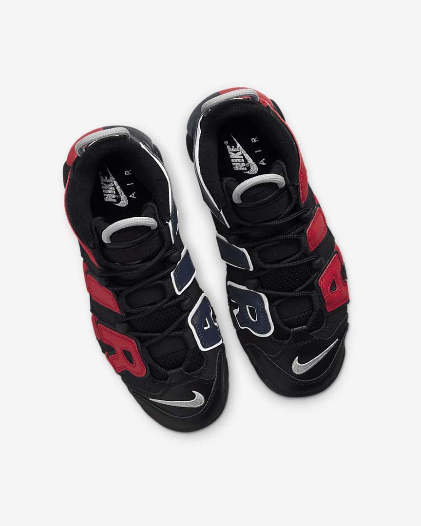 Black / Navy / White / Red Boys' Nike Air More Uptempo Basketball Shoes | UK3000