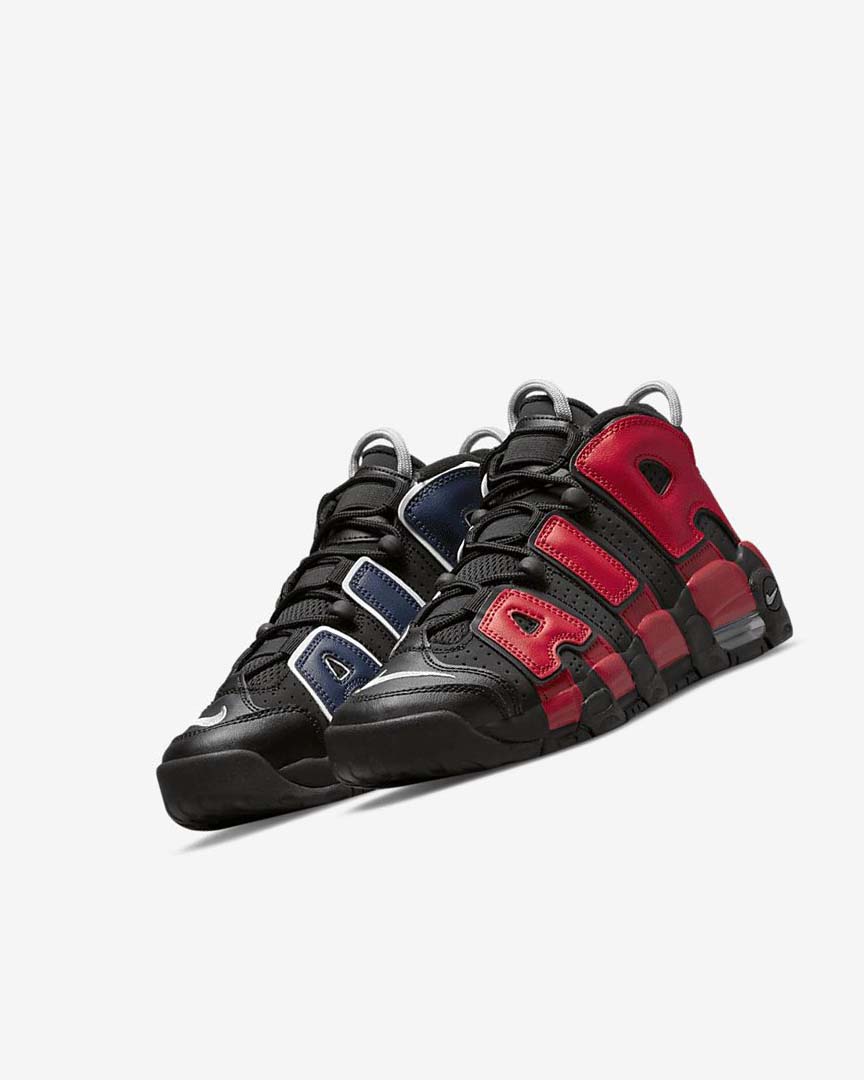 Black / Navy / White / Red Boys' Nike Air More Uptempo Basketball Shoes | UK3000