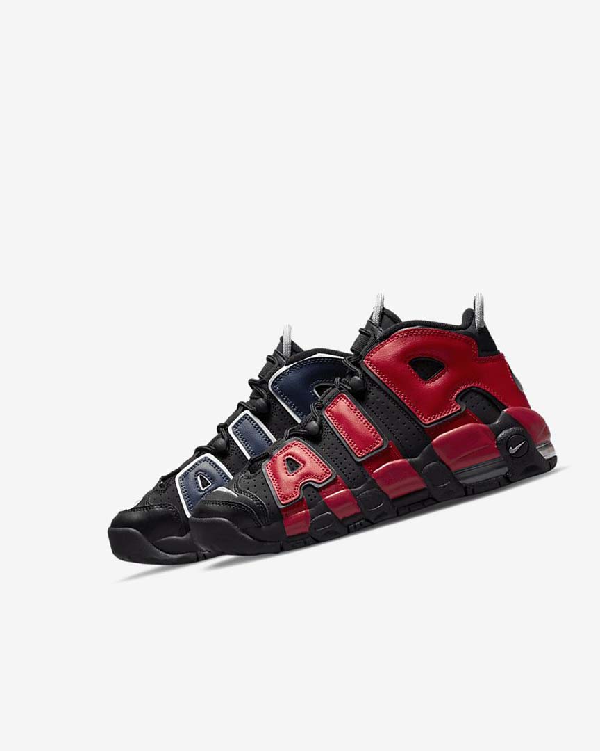 Black / Navy / White / Red Boys\' Nike Air More Uptempo Basketball Shoes | UK3000