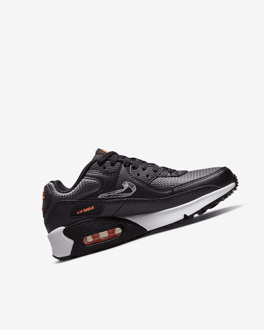 Black / Orange / Grey / White Boys' Nike Air Max 90 Casual Shoes | UK5206