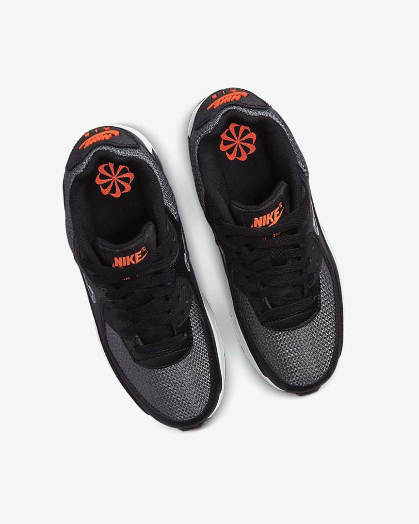 Black / Orange / Grey / White Boys' Nike Air Max 90 Casual Shoes | UK5206