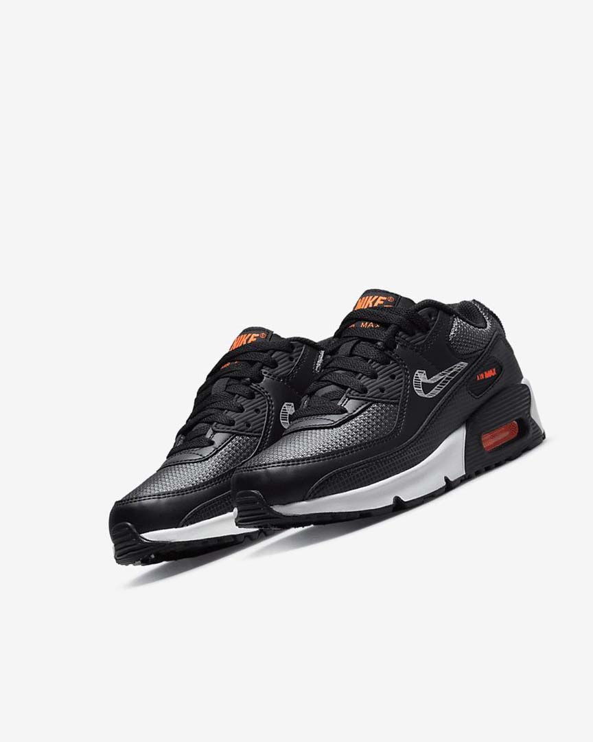 Black / Orange / Grey / White Boys' Nike Air Max 90 Casual Shoes | UK5206