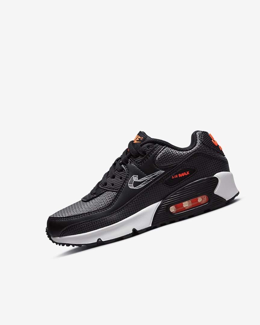 Black / Orange / Grey / White Boys\' Nike Air Max 90 Casual Shoes | UK5206