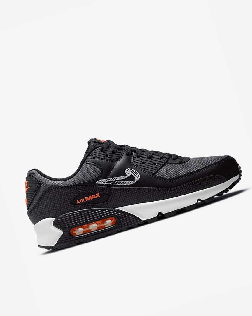 Black / Orange / Grey / White Men's Nike Air Max 90 Casual Shoes | UK2373