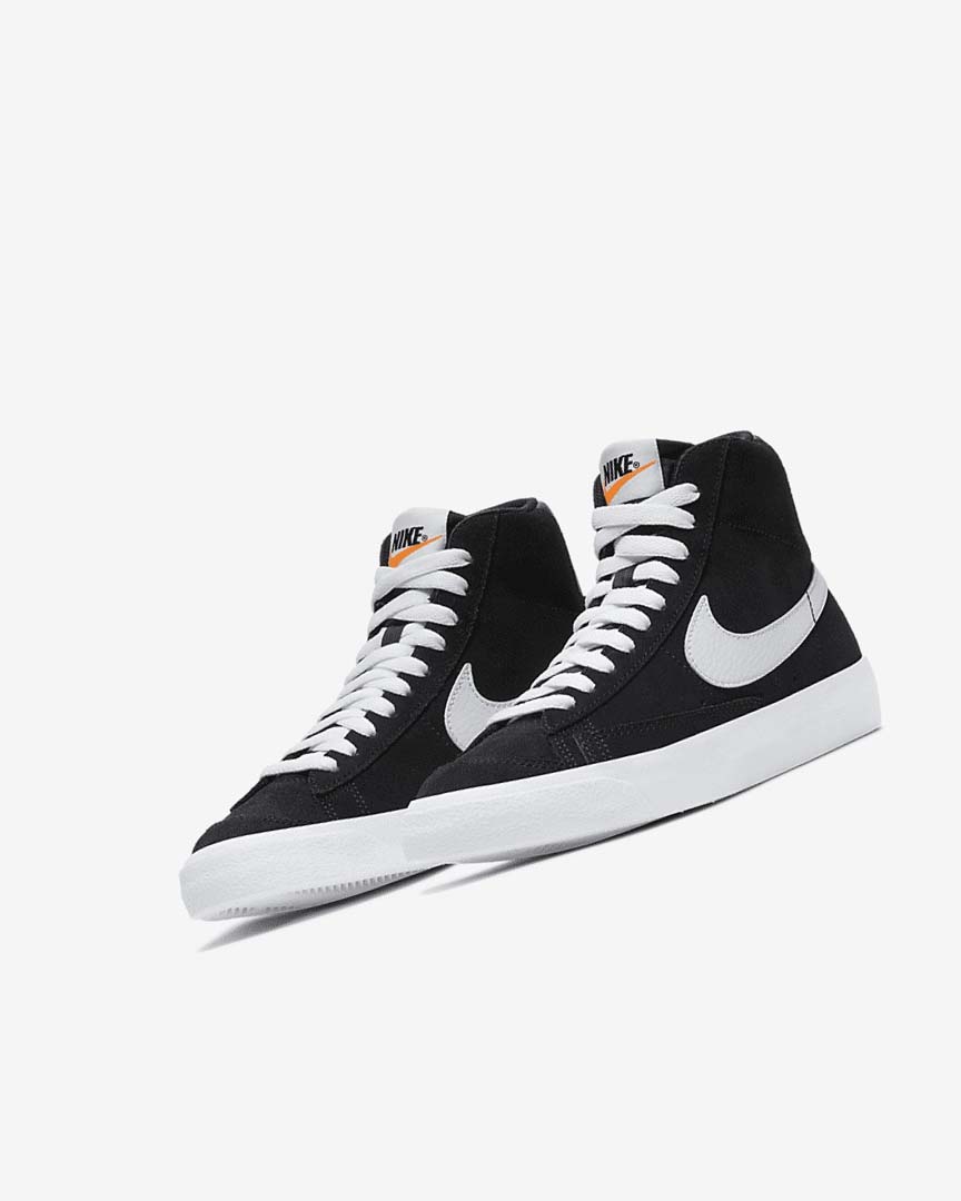 Black / Orange / White Girls' Nike Blazer Mid '77 Suede Sneakers | UK4763